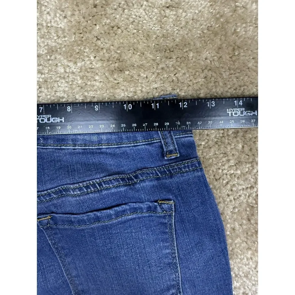 Encore Jeans Skinny Distressed Dark Wash Size 3 Stretch Raw Hem A530 - Picture 9 of 11